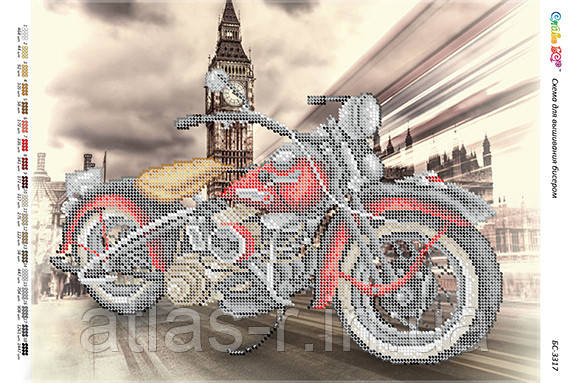 А3 "Мотоцикли червоний (част. віш.)". Схема для часткової вишивки бісером