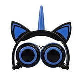 Навушники LINX Unicorn Ear Headphoneс Вушками Єдинорога LED Сині, фото 2