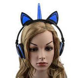 Навушники LINX Unicorn Ear Headphoneс Вушками Єдинорога LED Сині, фото 3