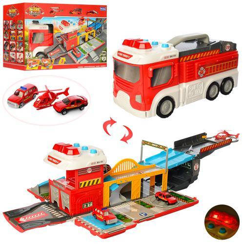Игрушечный гараж E5018F пожарная в виде автобуса 38 см транспорт 3 шт ...