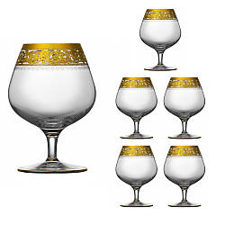 Набір келихів для бренді коньяку 6шт 375ml Gold Версаль NGC33SETBRANDY