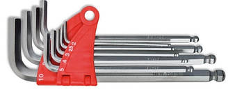 Набір ключів імбусових шестигранних HEX з кулею подовжених 9шт (2–10мм) Technics 49-120