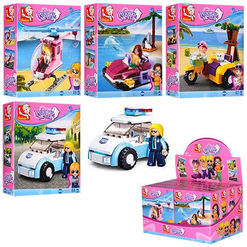 Конструктор SLUBAN M38-B0600 Рожева мрія,трансп,фігурк,від67дет,8шт(4вид)в диспл, фото 1