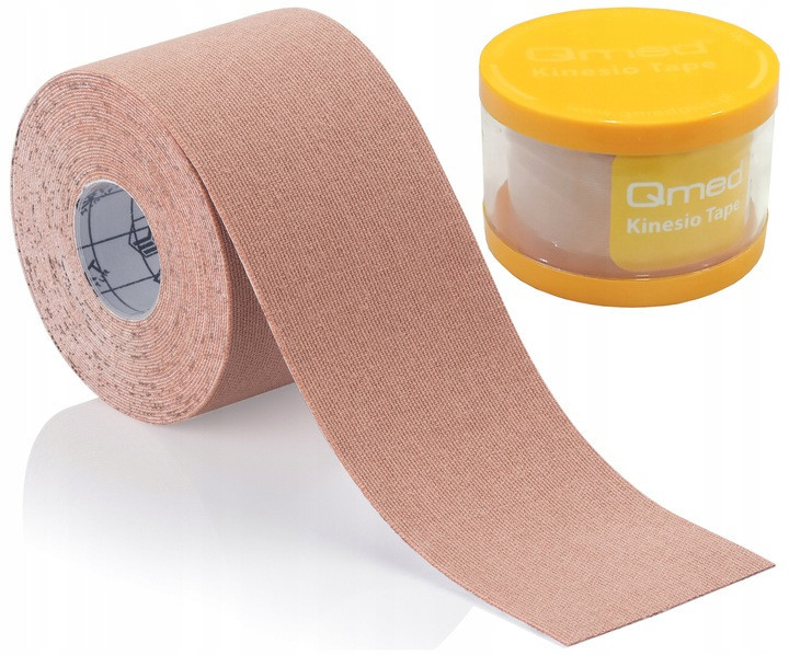 Кінезіо тейп бежевий Qmed Kinesio Tape 5 м х 5 см, фото 1