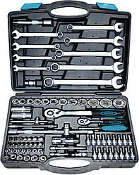 Набір головок 1/2 ,1/4 (4-32мм) ключів (8-22мм) Cr-V 82шт Berg 52-112 |набір інструментів Набор головок 1/2 1/4 (4-32мм) ключей