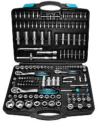 Набір головок та насадок 1/4 3/8 1/2 (4-32мм) Cr-V 150шт Berg 52-120 |набір інструментів Набор головок и насадок 1/4 3/8 1/2