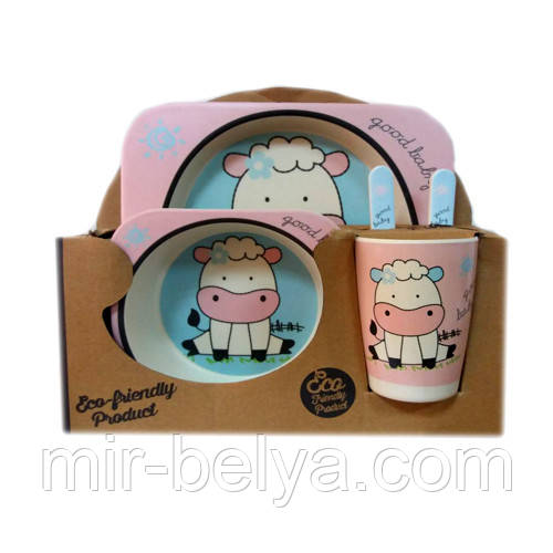 Набір дитячої бамбуковій посуду 5 предметів, фото 1