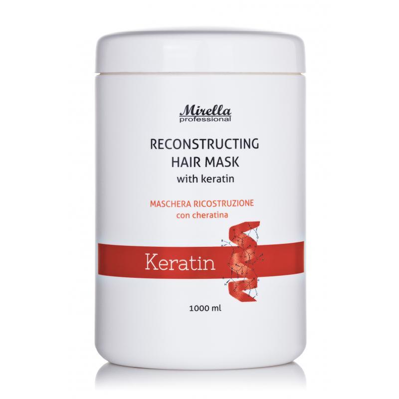 Восстанавливающая маска с кератином 1000 мл, Mirella Professional Reconstructing Hair Mask with Keratin - фото 1 - id-p1095249768