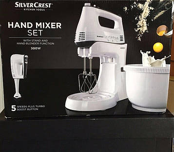 Ручний стаціонарний міксер з чашею, hand mixer set Silver Crest 300w