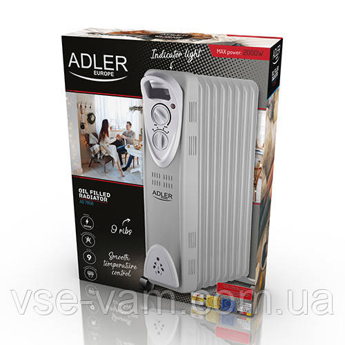 Обігрівач масляний Adler AD 7808 на 9 секцій потужність 2000w
