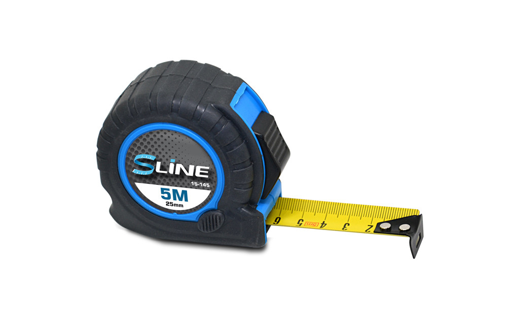 Рулетка 5м 25мм S-Line 15-145 прогумований корпус 2 функції строительная будівельна, фото 1