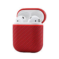 Противоударный чехол - Airpods Apple. Красный . Плетение