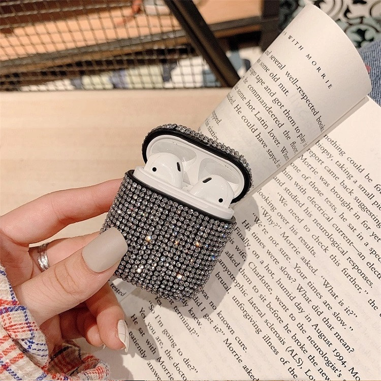 Протиударний чохол - Airpods Apple. Срібло. Каміння