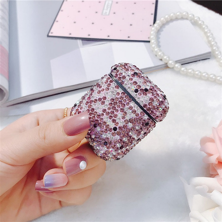 Протиударний чохол - Airpods Apple. Фіолетовий. Камені. Перламутр