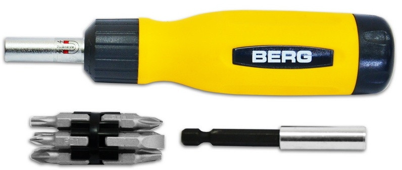 Викрутка з трещеткой і 12 насадок Cr-V Berg 47-435 |Отвертка с трещеткой и 12 насадок Cr-V Berg, фото 1