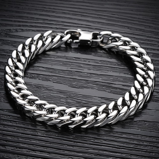 Сталевий браслет "Ланцюговий", розмір 20 см, ширина ланок 8 мм, фото 1
