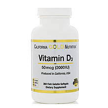 Вітамін Д3, 2000 МО, 360 м'яких капсул, California Gold Nutrition