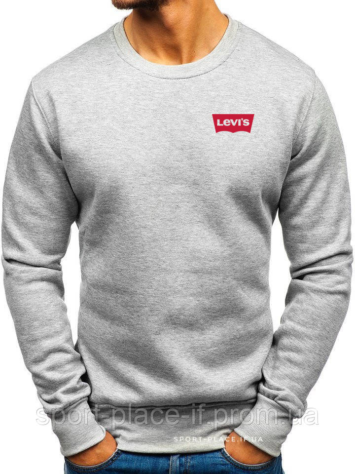 Чоловічий світшот Levis (Левіс) світло сірий (маленька емблема) толстовка лонгслив (чоловічий світшот)