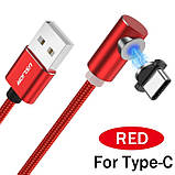Магнітний кабель кутовий Type c USB TOPK з підсвіткою і круглим конектором, фото 4