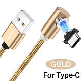 Магнітний кабель кутовий Type c USB TOPK з підсвіткою і круглим конектором, фото 3