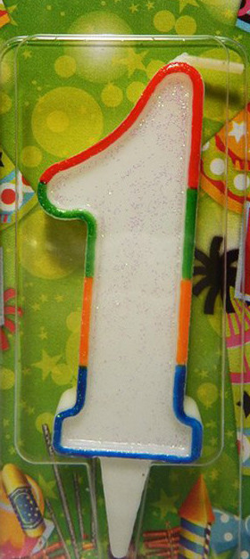 Свічка цифра в торт райдужна (кольорова)- 1