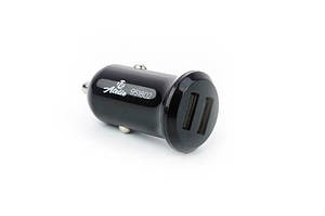 Автомобільний адаптер живлення 2 USB (12/24 V — 5 V 2,1 A) чорний КОМПАКТ 12 Atelie