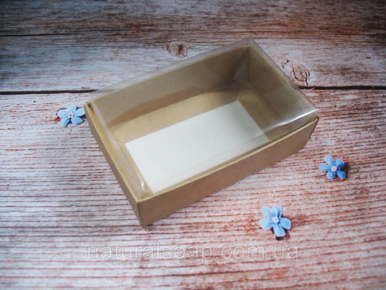 Коробочка для сувенірного мила з прозорою кришкою крафт