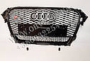 Решітка радіатора Audi A4 B8 2012-2015 стиль RS4 (чорна окантовка + Quattro), фото 2