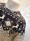 Молодіжний в'язаний светр з оленями оливковий розмір M, L,XL,XXL, фото 6