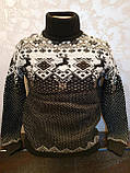 Молодіжний в'язаний светр з оленями оливковий розмір M, L,XL,XXL, фото 3