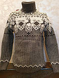 Молодіжний в'язаний светр з оленями оливковий розмір M, L,XL,XXL, фото 7