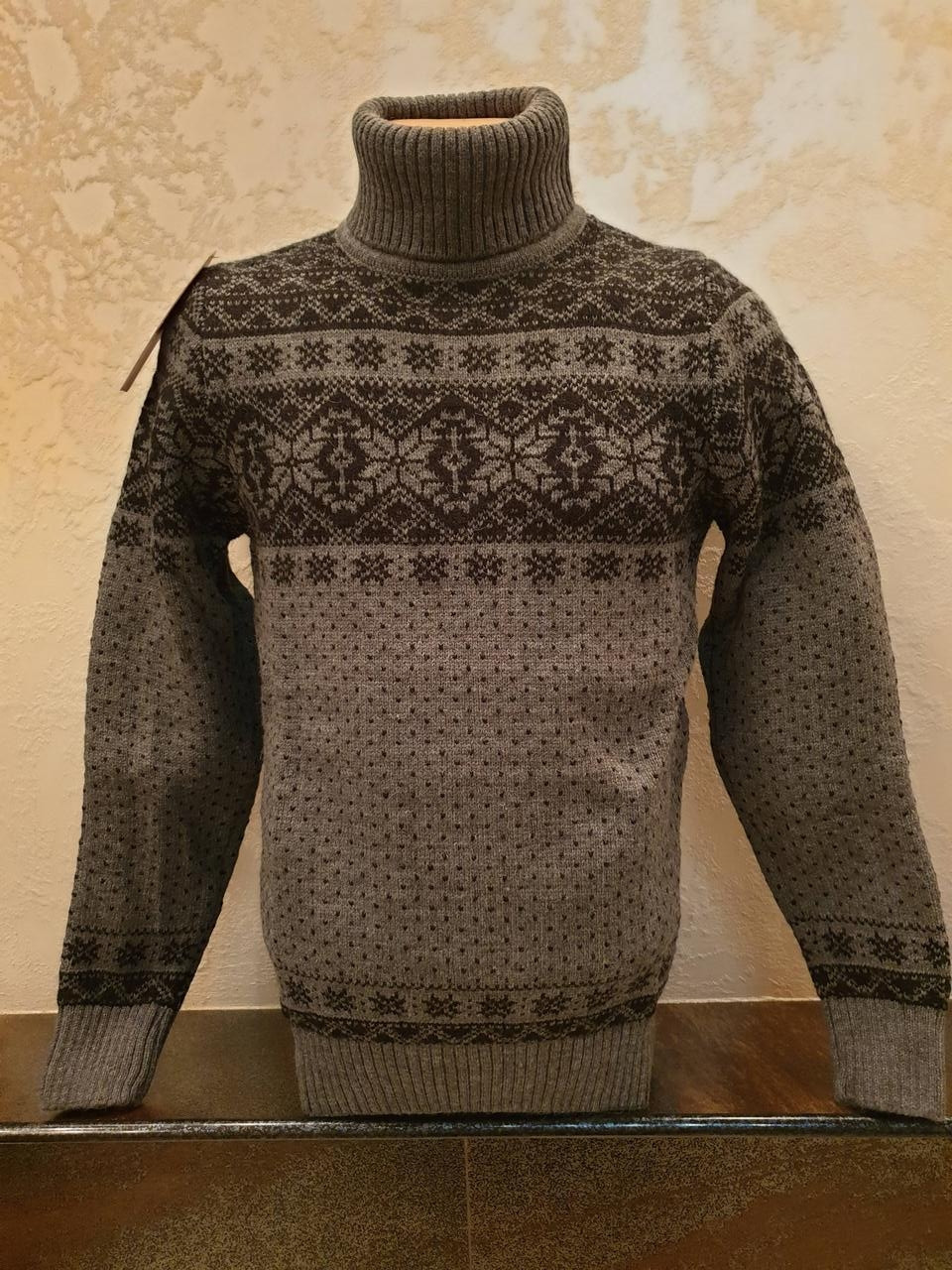 Молодіжний теплий светр з орнаментом розмір XL, XXL сірий, фото 1