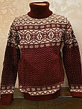 Молодіжний теплий светр з орнаментом розмір M,L,XL,XXL оливковий, фото 7