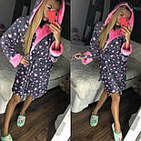 Жіночий м'який плюшевий халат із зірками, фото 3