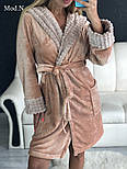Жіночий м'який плюшевий халат із капюшоном, фото 4