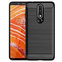 Протиударний TPU чохол накладка для Nokia 3.1 Plus (black "Carbon")