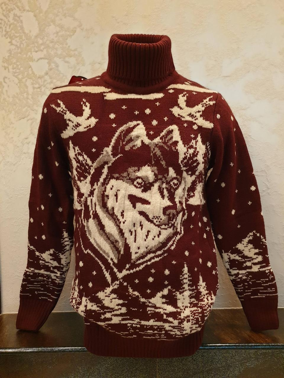 Молодіжний в'язаний светр із вовком Туреччина розмір L,XL,XXL