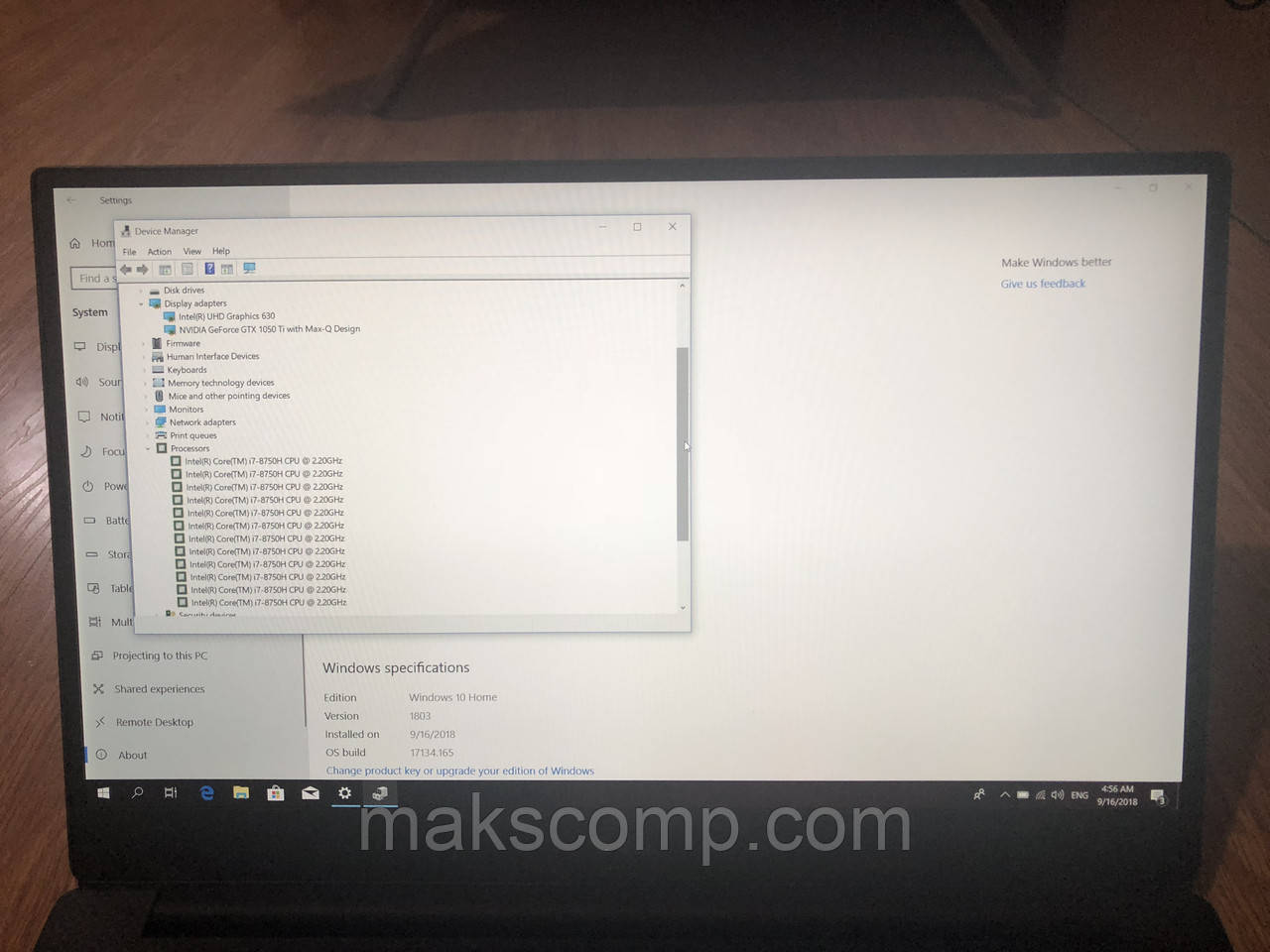 Dell XPS 9570 15'6 FHD i7 8750H Nvidia 1050Ti 4Gb, 16Gb DDR4, 256Gb m.2 ssd
