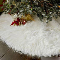 Різдвяна Спідниця для Ялинки діаметр 75 см, килимок під ялинку, білий штучний хутро, на липучках