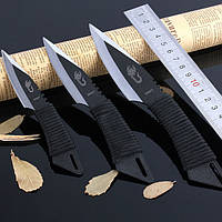 Ножи метательные в черном цвете с черным переплетом ручки, оригинальный дизайн, набор из 3 штук