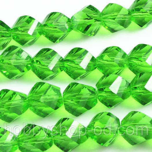 Бусини кручені 6 мм зелені (84 шт.) з огранкою, фото 1