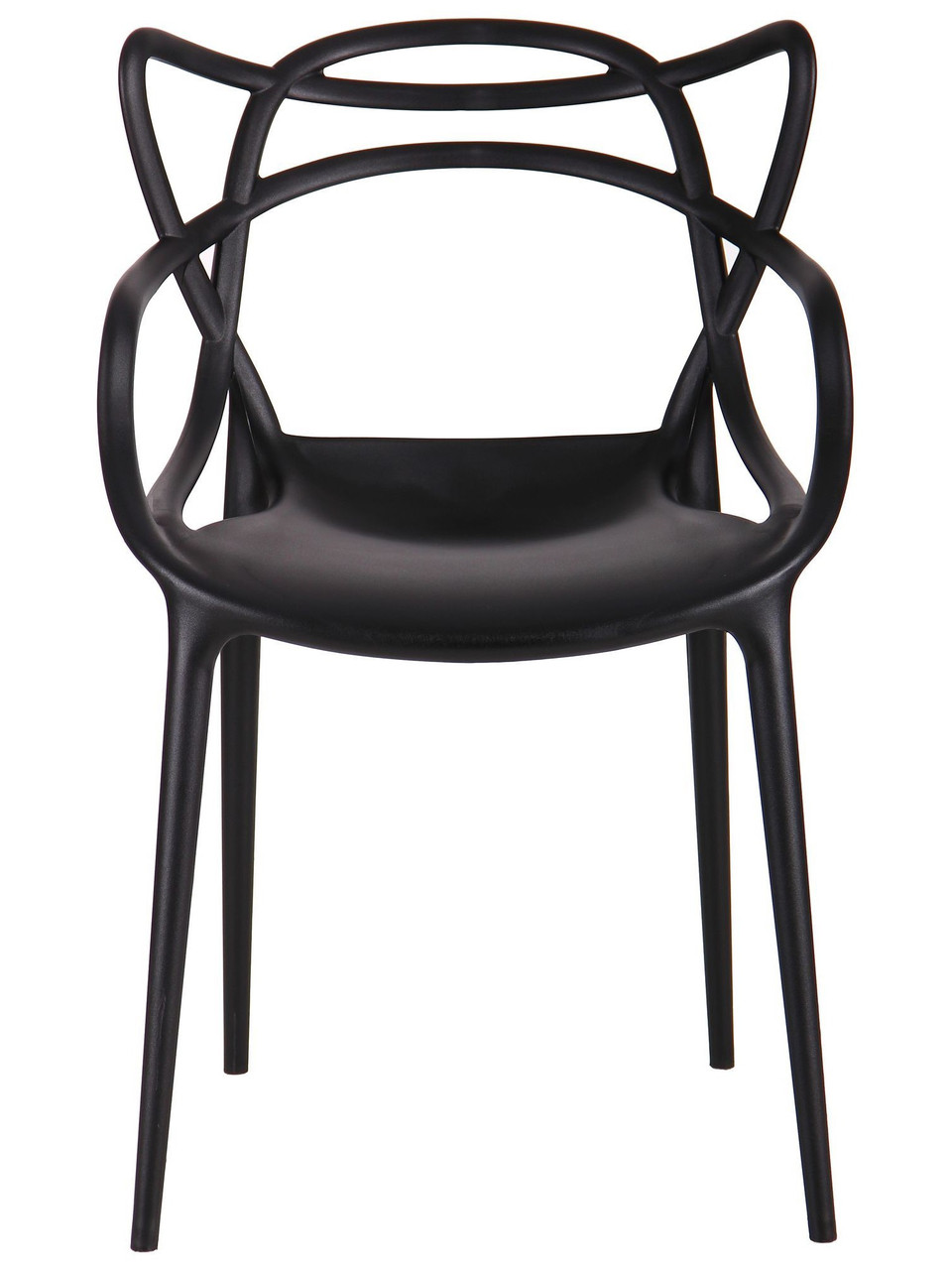 Черный пластиковый современный стул с подлокотниками кресло штабелируемое Viti для улицы, кафе, террасы AMF - фото 5 - id-p1096034161