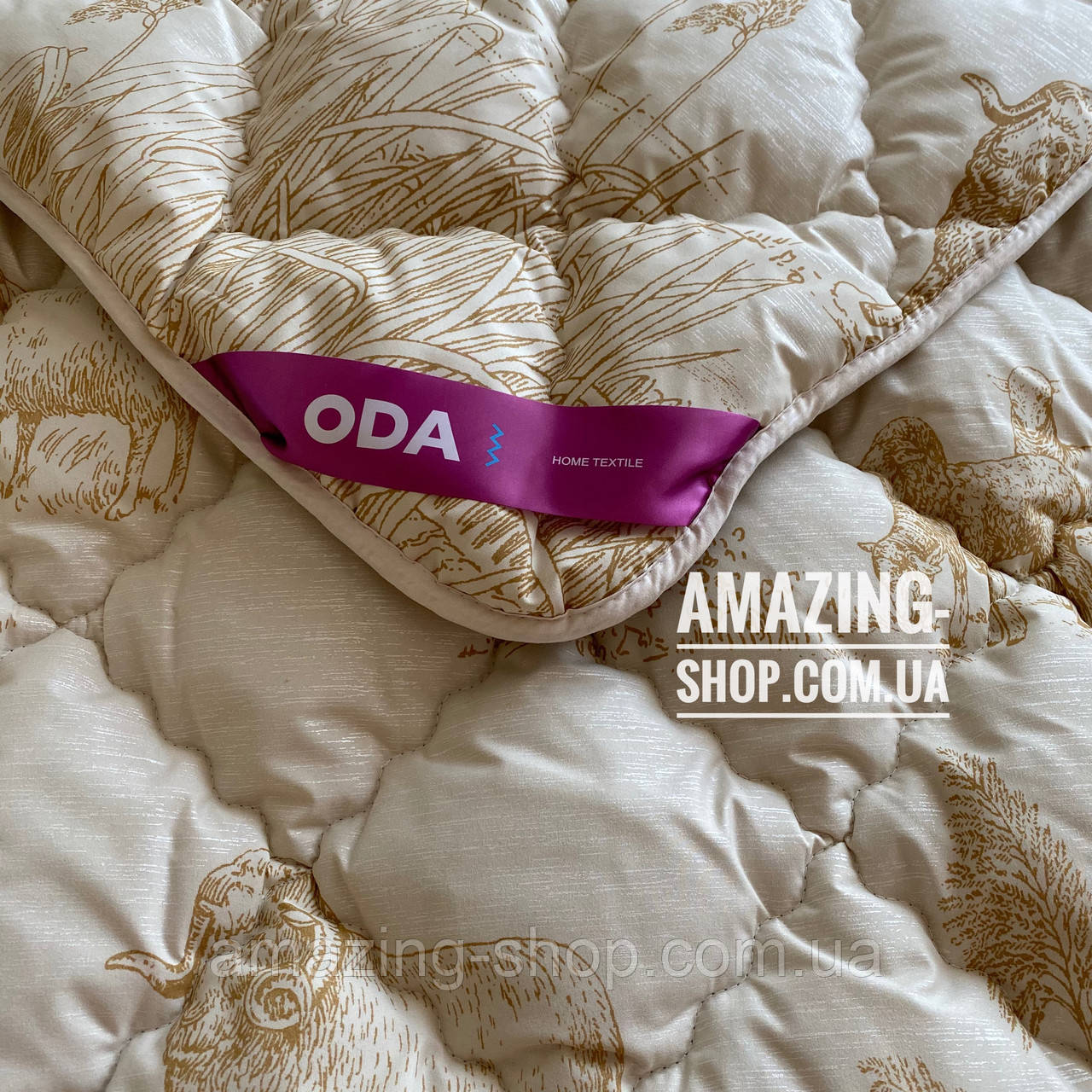 Ковдра на овчині "ODA" Розмір 155*210 см Ковдра пов'язана. Стьобана полуторна ковдра., фото 1