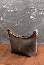 Жіноча шкіряна сумка Місяць, натуральна Вінтажна шкіра, колір коричневий, відтінок Шоколад, фото 2