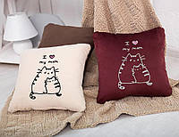 Подушка декоративная для мамы с вышивкой «Люблю маму» Разные цвета бордовый