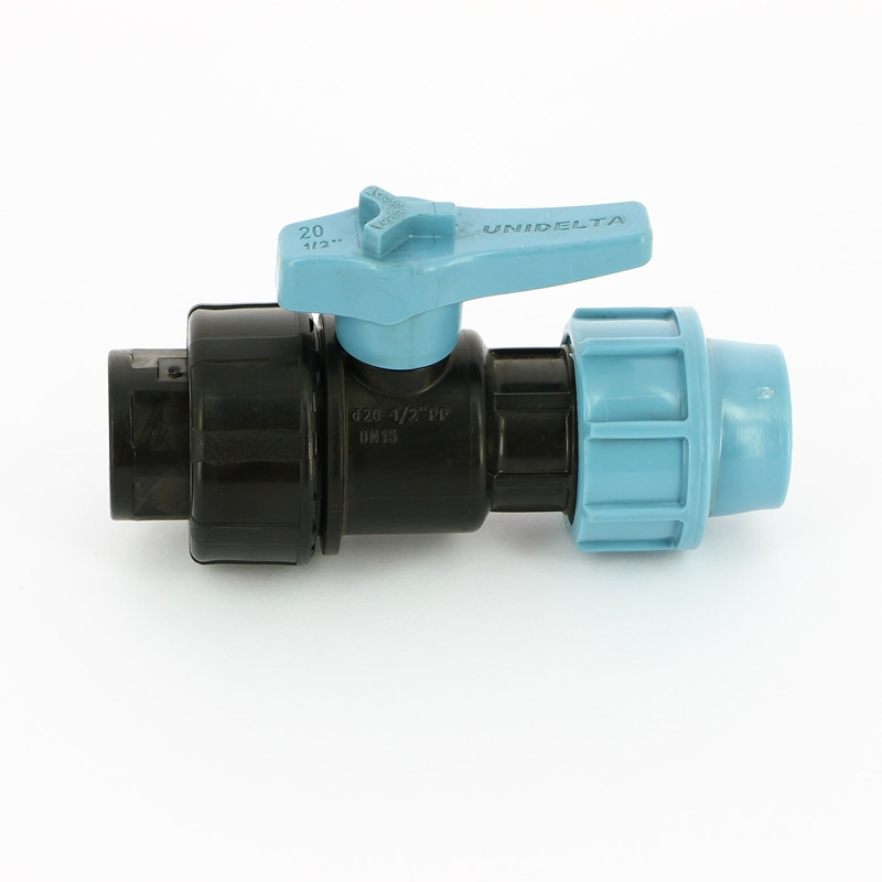 Кран d 20x1/2"ВР, кульовий ( вентиль) Унідельта, затискний з внутрішньою різьбою,поліпропіленовий, фото 1