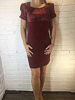 Плаття жіноче повсякденне з атласними вставками бордове 42