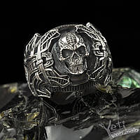 Перстень серебряный массивный мужской с черепом " Cruel Blade"