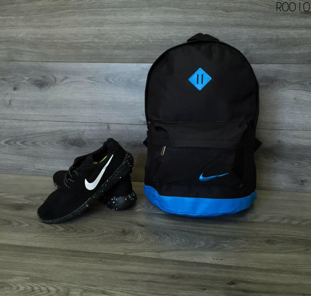 Рюкзак міський спортивний Nike чорно-блакитний чоловічий жіночий портфель для ноутбука найк сумка