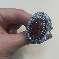 Сердолік кругле кільце з каменем сердолік перстень з сердоліком в сріблі розмір 17,5 Індія!
